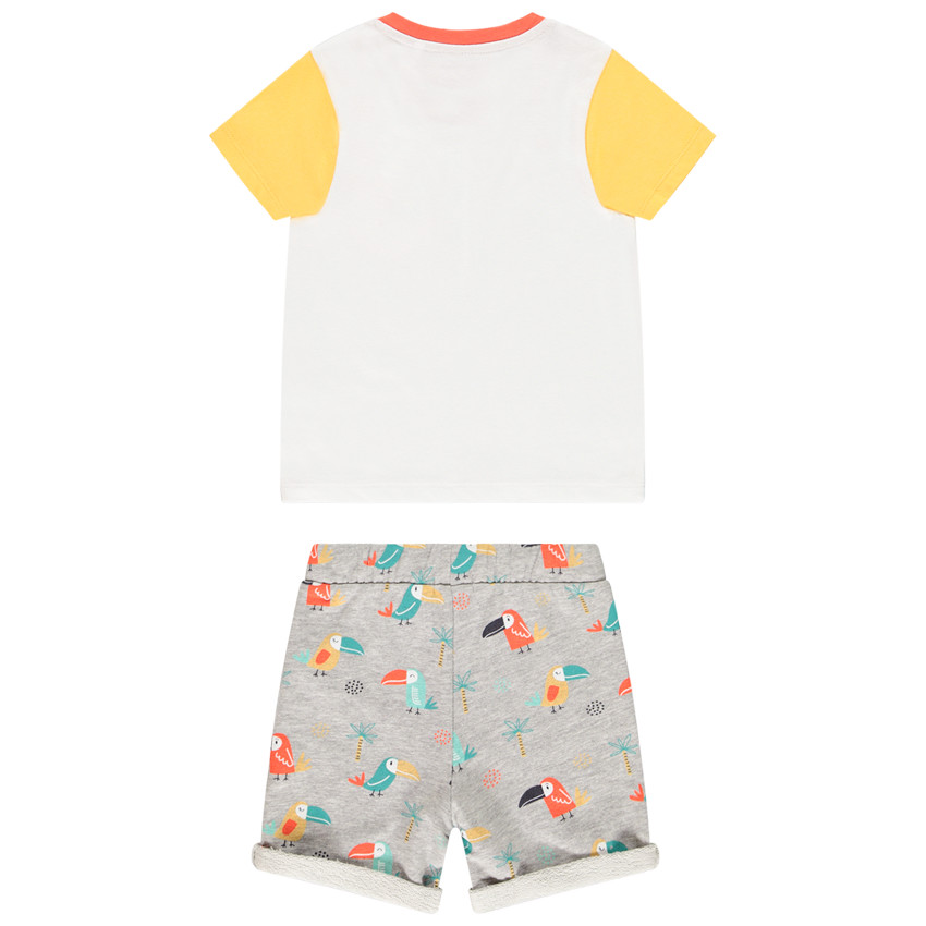 Ensemble de plage t-shirt et short à motifs Toucan/Palmier 