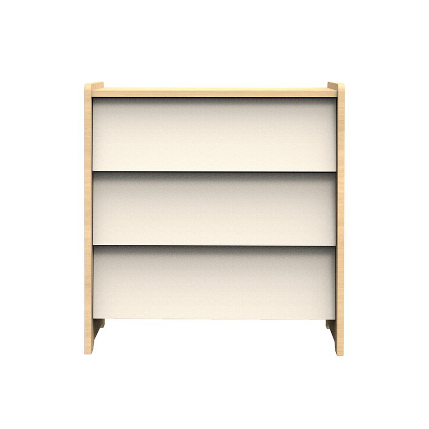 Commode 3 tiroirs Vanille aspect chêne miel/meringue 