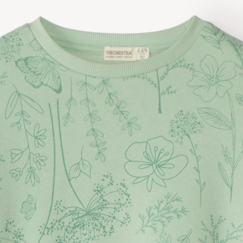 Ensemble de jogging fille en molleton gratté imprimé fleurs 