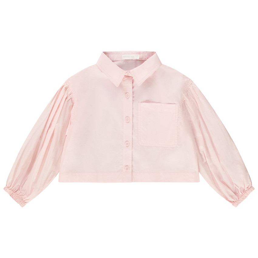 Chemise courte à manches bouffantes en toile parachute pour fille 