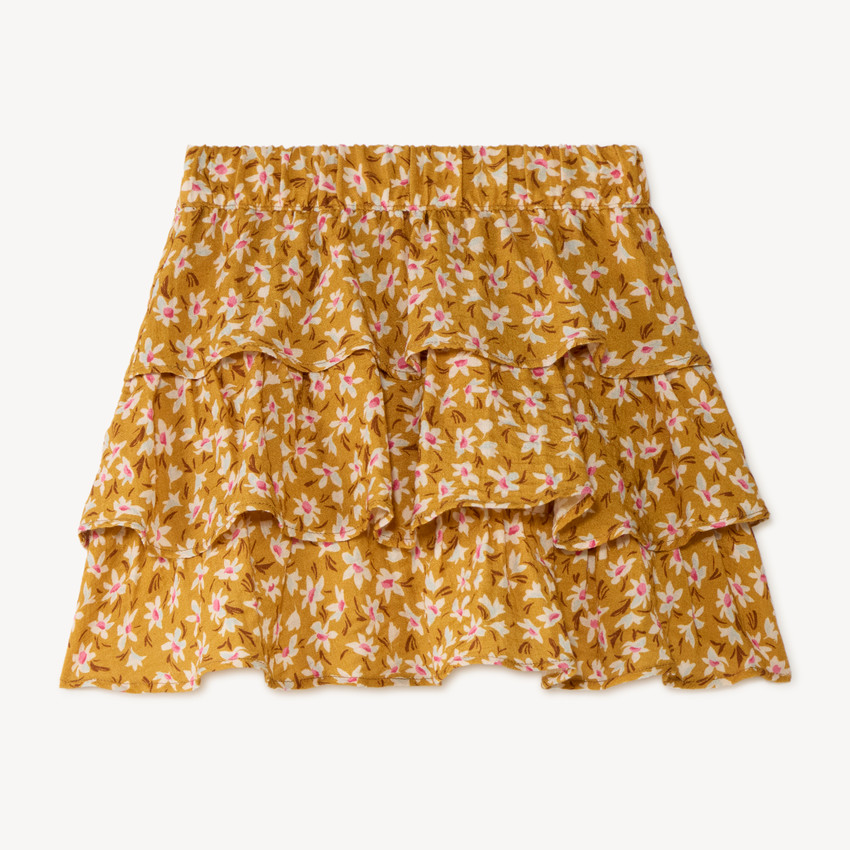 Jupe volantée effet froissé à imprimé fleuri pour fille