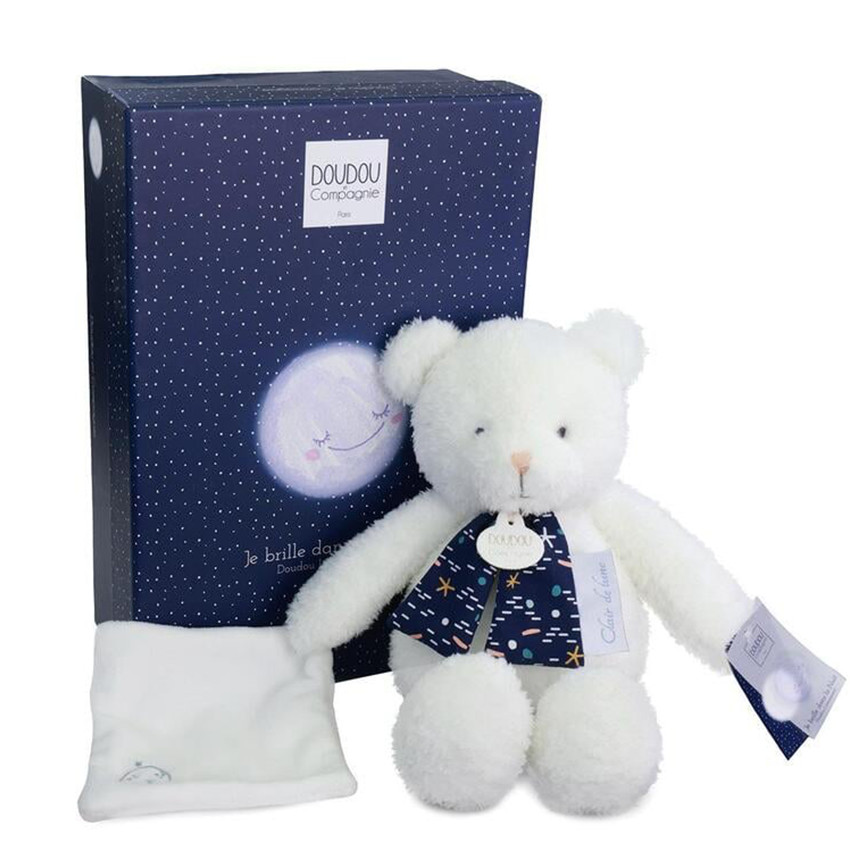 Peluche doudou Ours Luminescent Clair de Lune Blanc  