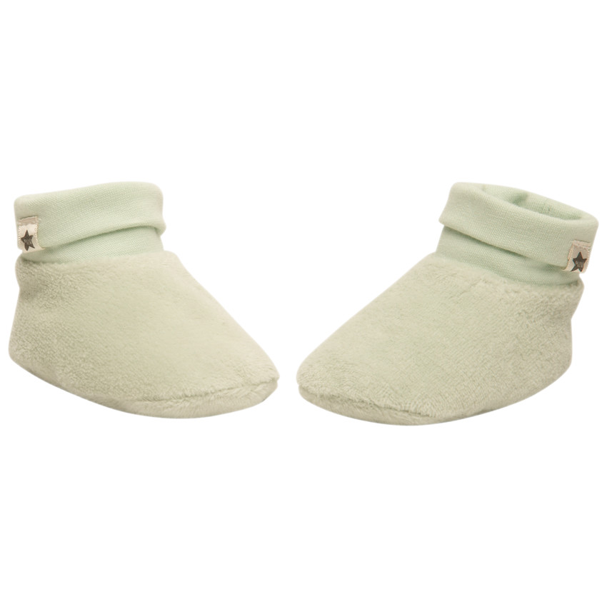 Chaussons en velours avec col ajustable pour bébé