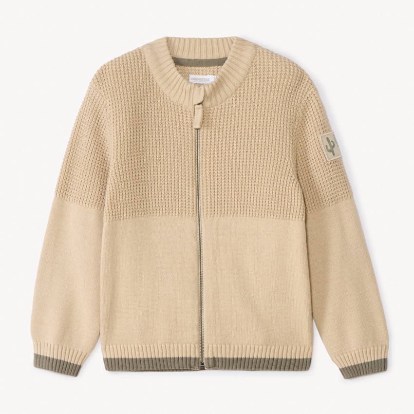 Gilet zippé en tricot fantaisie uni pour garçon 
