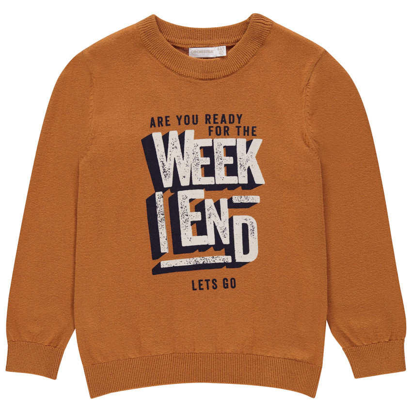 Pull en tricot fin à message printé pour enfant garçon Main Pull en tricot fin à message printé pour enfant garçon