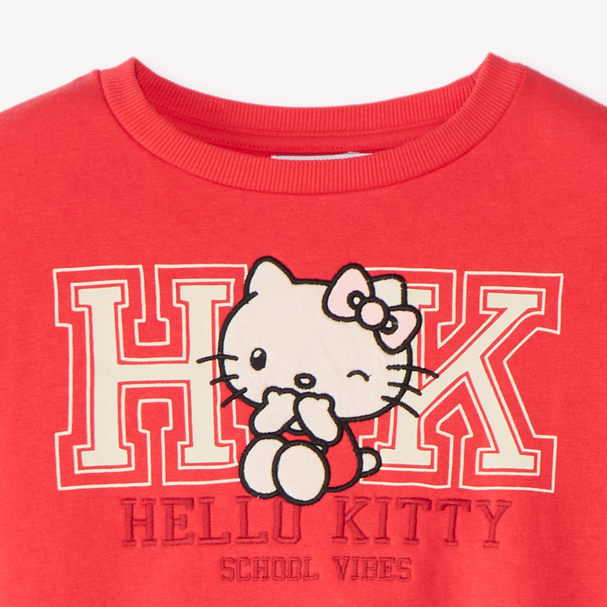 Sweat fille oversize en molleton broderie Hello Kitty 