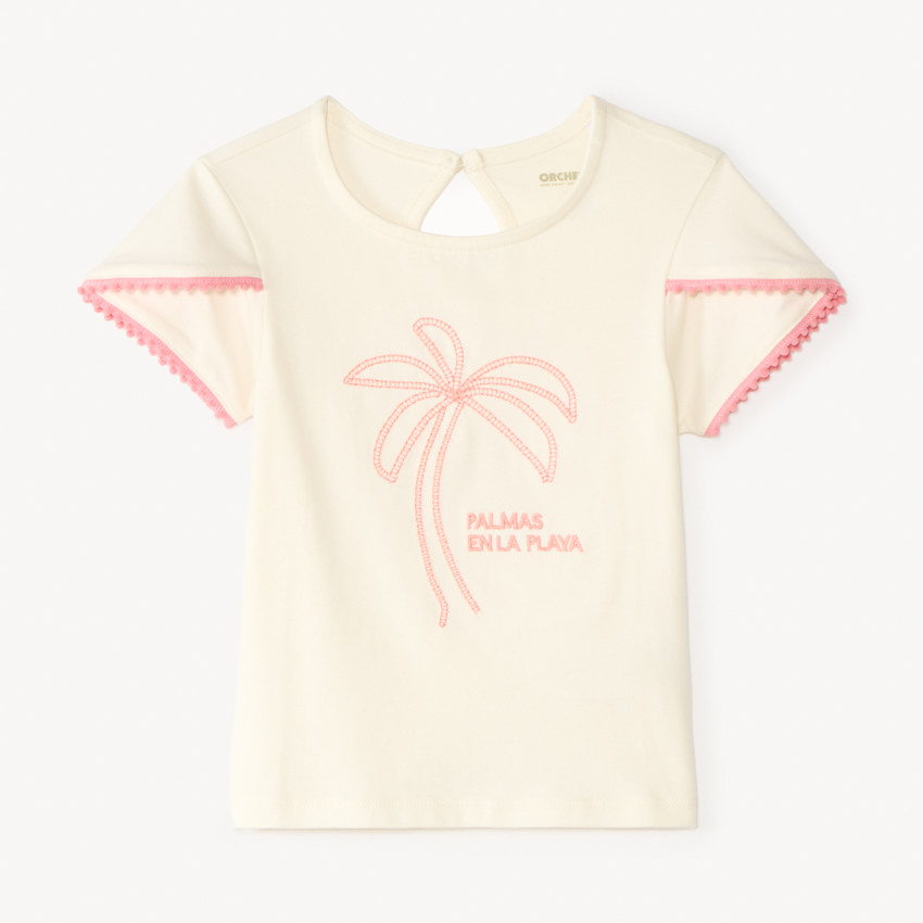 T-shirt manches courtes croisées broderie palmier pour bébé fille 