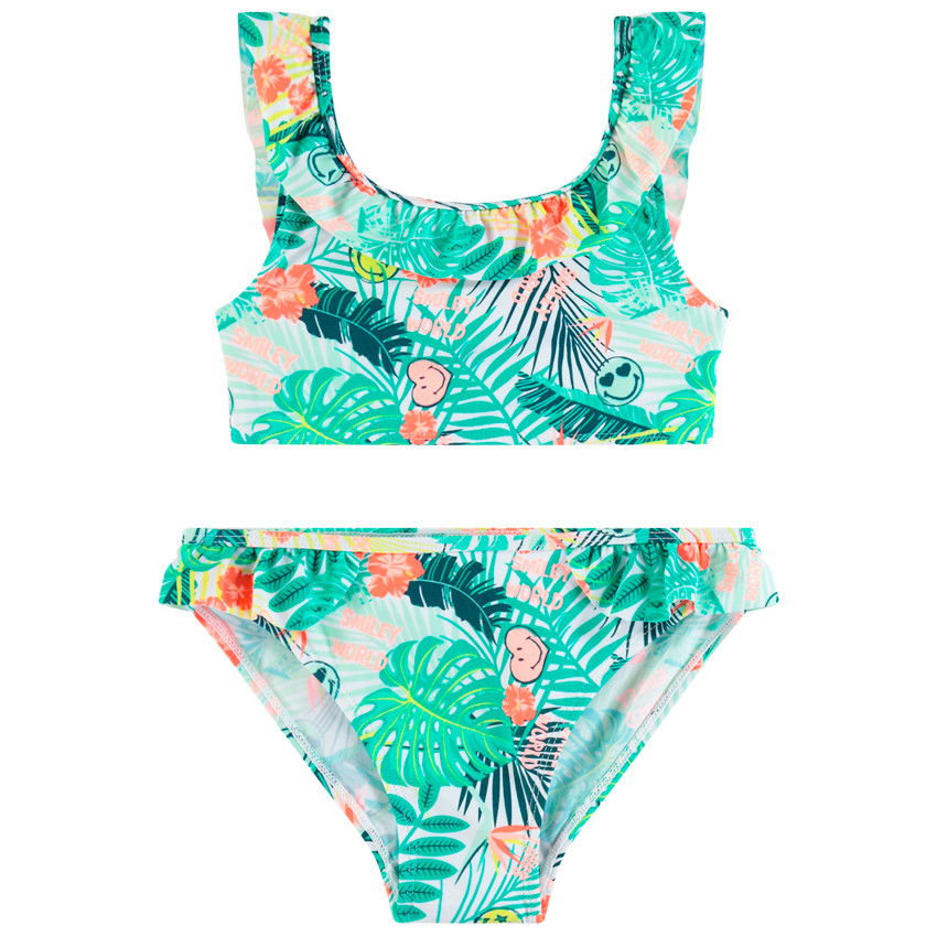 Maillot de bain 2 pièces pour fille imprimé tropical SmileyWorld