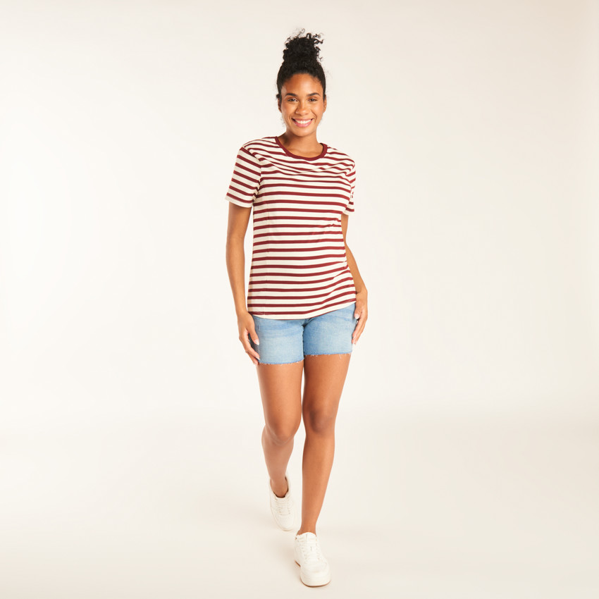 Short de grossesse en jean effet usé avec bandeau haut 