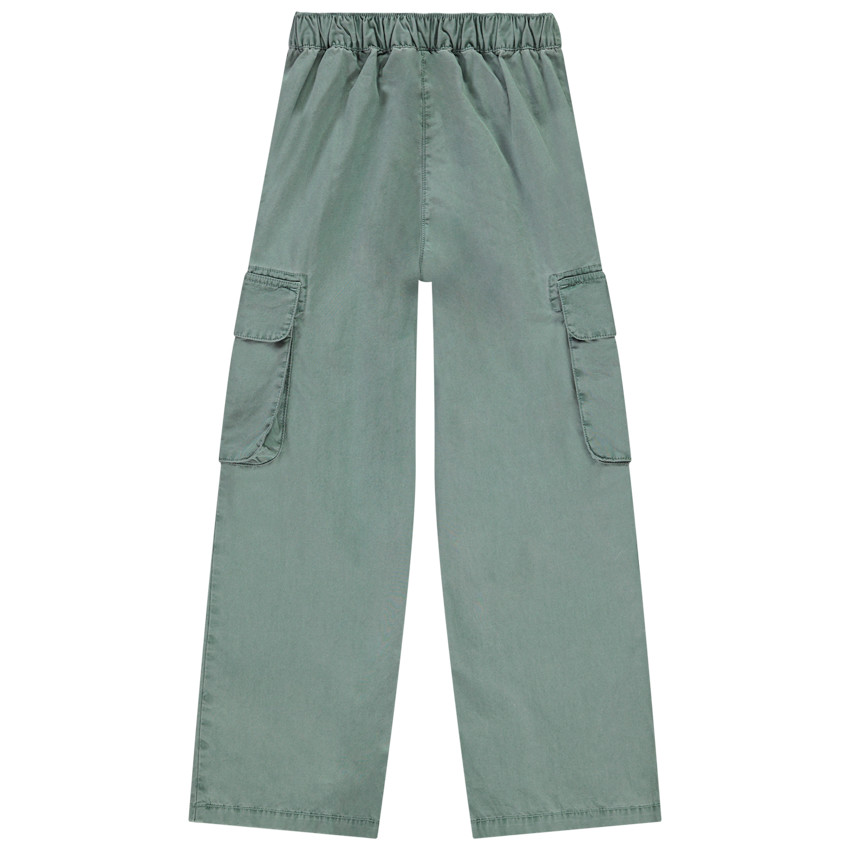 Pantalon droit effet cargo en toile avec ceinture à nouer pour fille 
