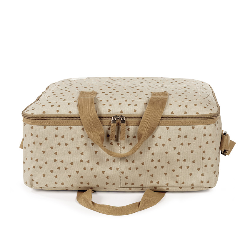 Valise bébé de maternité imprimé cœurs Poppy cannelle - Beige (Walking Mum) - Image 1