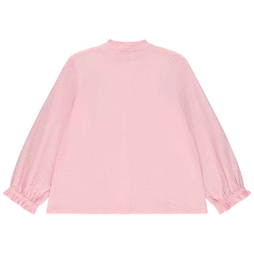 Chemise brodée à manches longues bouffantes pour fille 