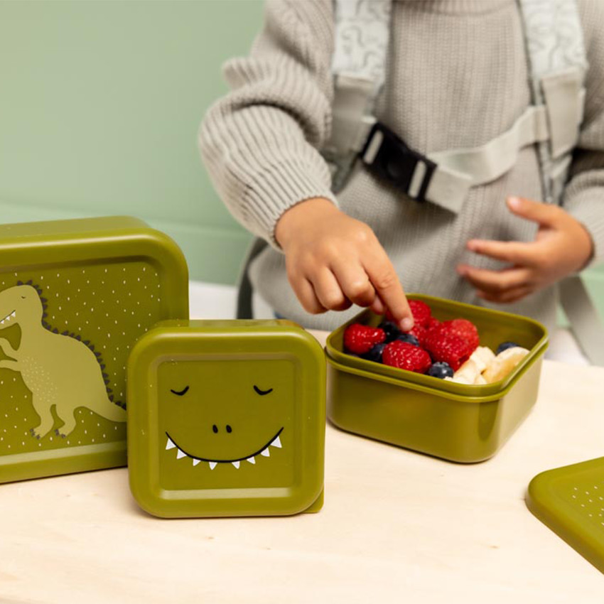 Lot de 3 lunchbox gigognes Mr. Dino vert 