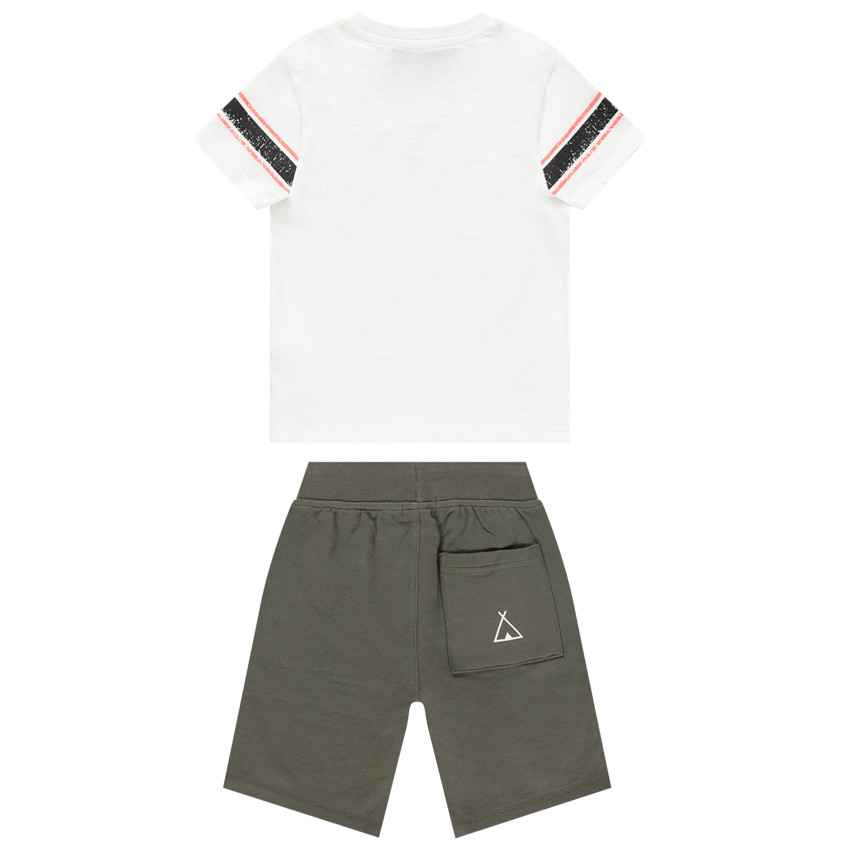Ensemble avec t-shirt print girafe et bermuda à bandes 