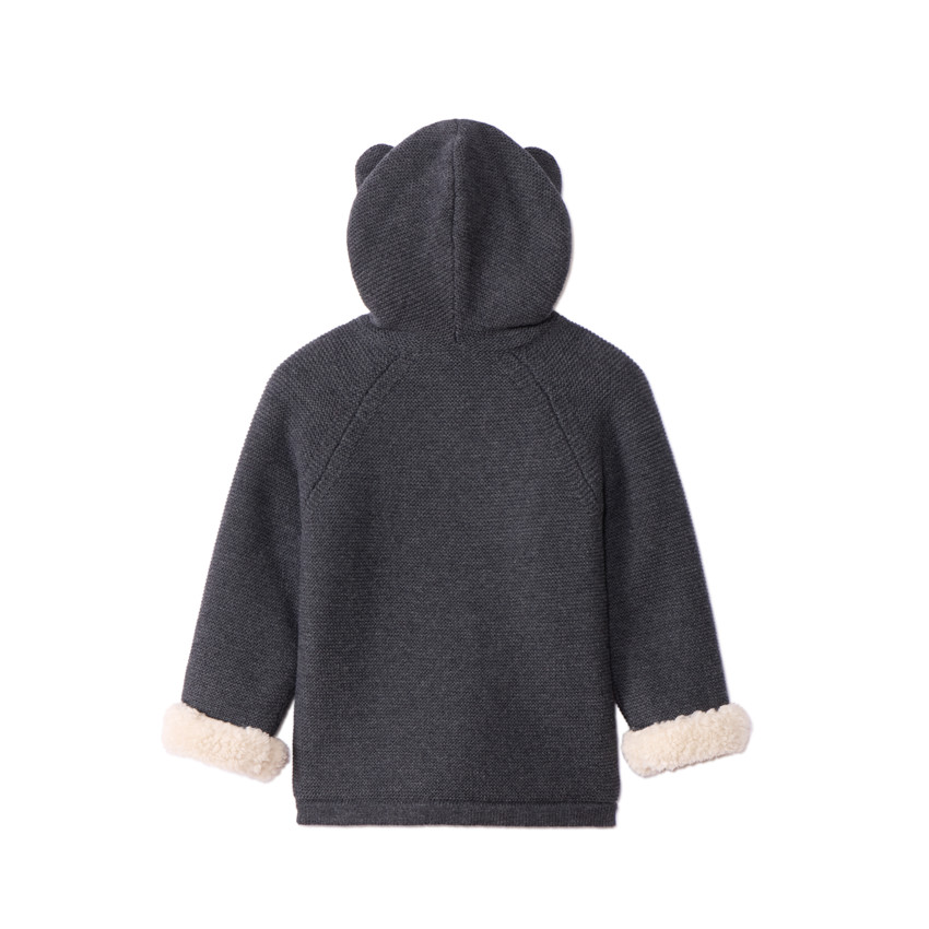 Gilet à capuche doublé sherpa avec oreilles ludiques pour bébé garçon  