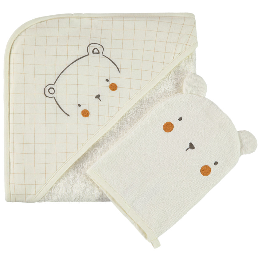 Set de bain 2 pièces motifs ourson pour bébé 