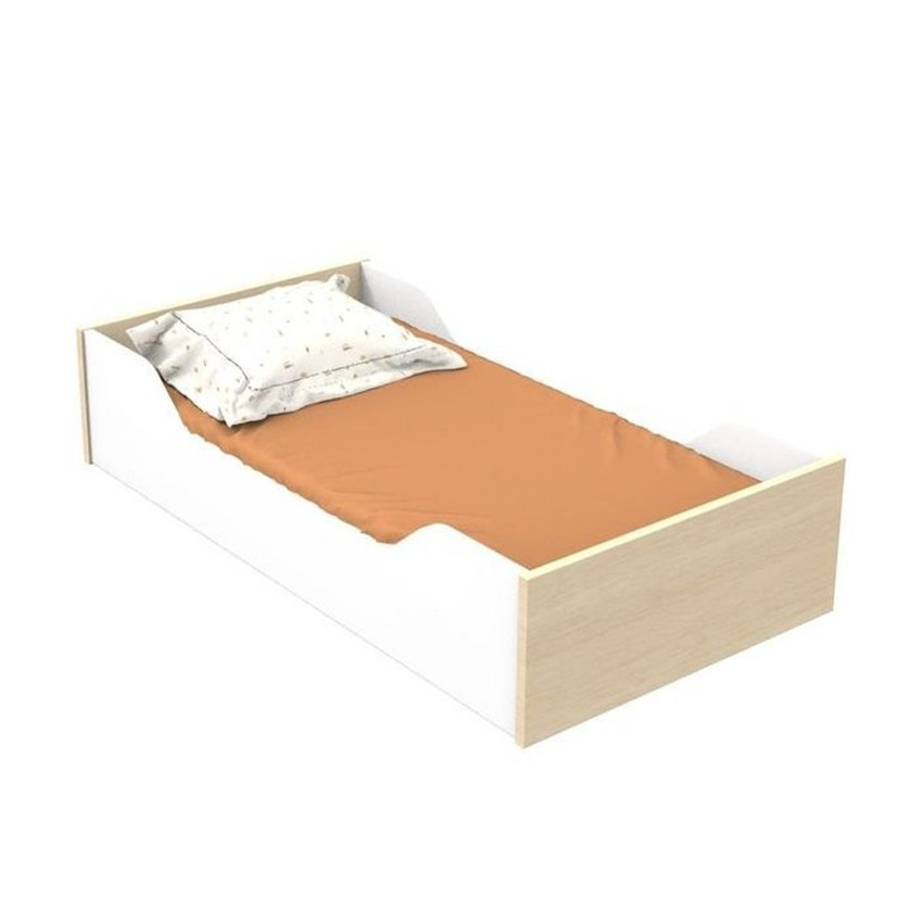 Lit Little Big Bed 140 x 70 cm Nature chêne velours/blanc laqué 