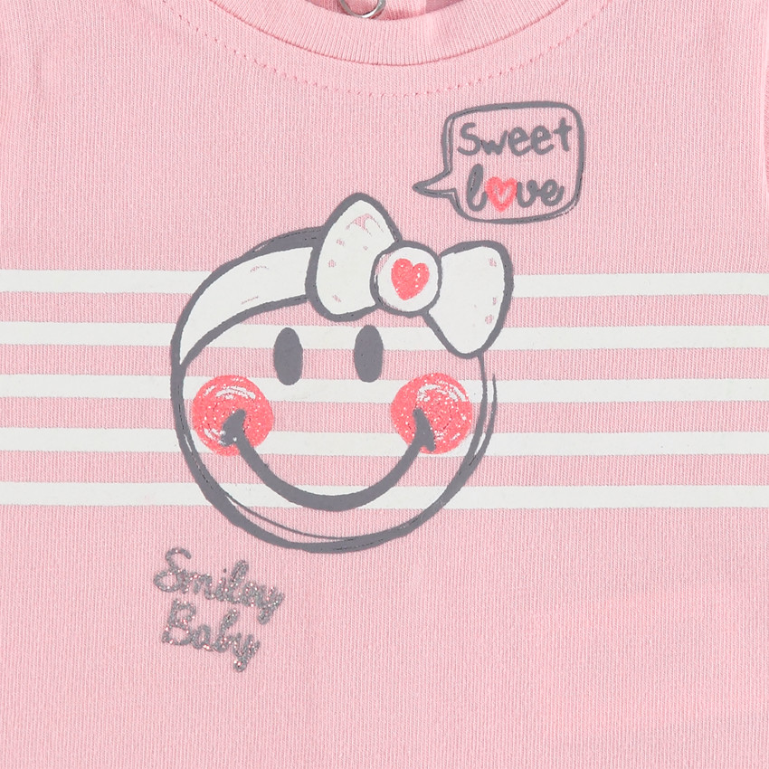 Ensemble avec t-shirt manches longue print Smiley et short gris 