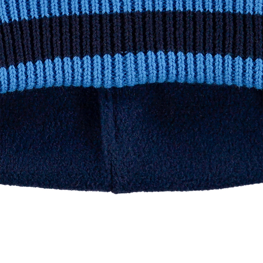 Bonnet en tricot rayé avec pompon et doublure en micropolaire 