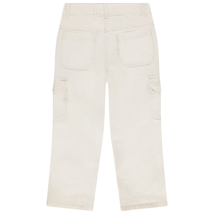 Jean large uni en denim style cargo avec poches pour fille  