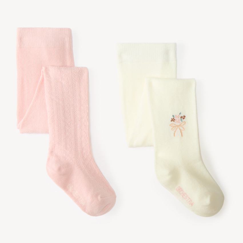 Lot 2 collants épais bébé fille