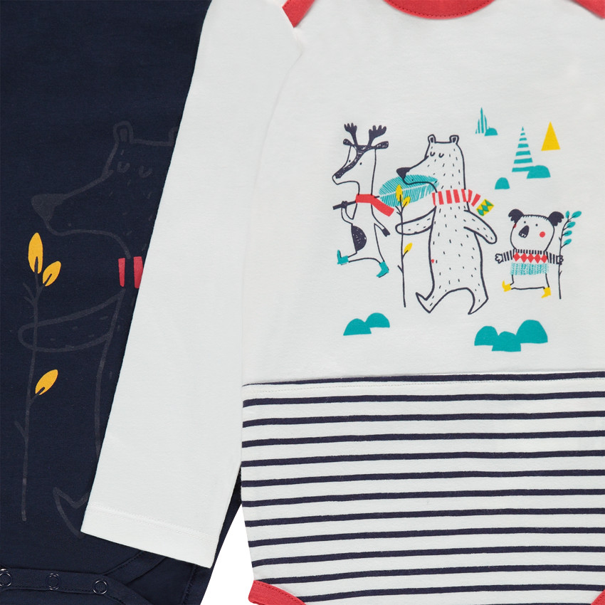 Lot de 5 bodies manches longues avec imprimés thème ours 