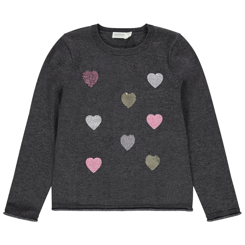 Pull en tricot avec coeurs en sequins 