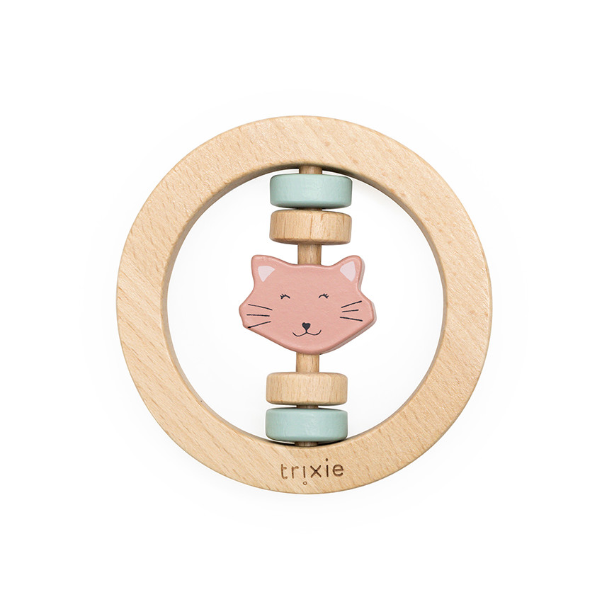 Hochet rond en bois Mrs Cat  