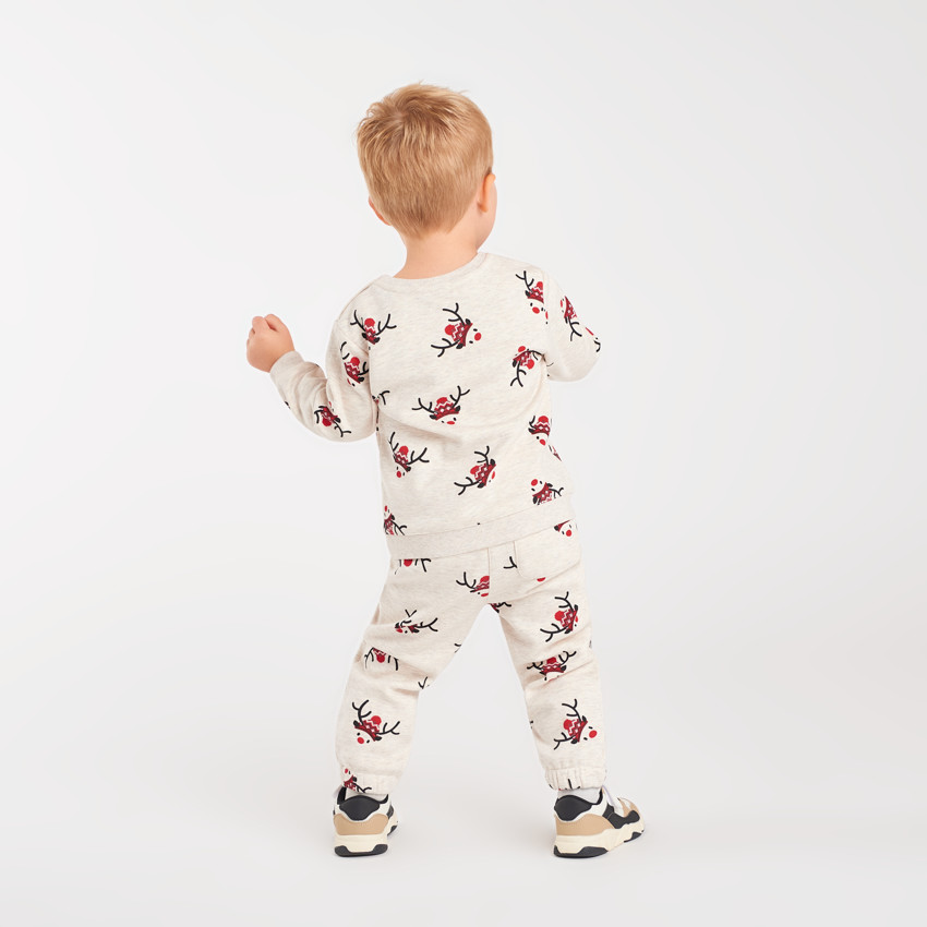 Ensemble jogging imprimé rennes de Noël pour bébé garçon 