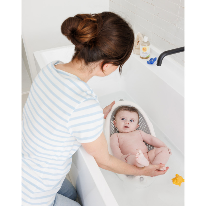 Transat de bain pliable en silicone gris/blanc 