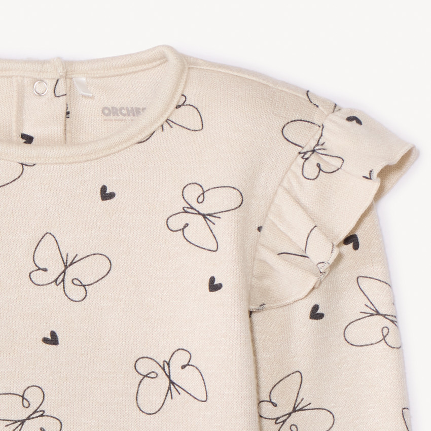 T-shirt manches longues imprimé à volants pour bébé fille 