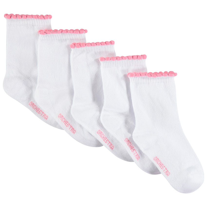 Lot de 5 paires de chaussettes blanches à bord-côte fantaisie 