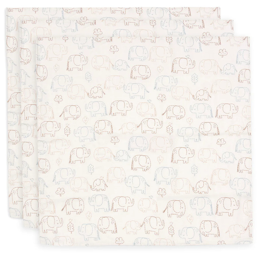 Lange Tetra gaze de coton Small - 70x70 cm - Elephant Tales - 3 pcs 