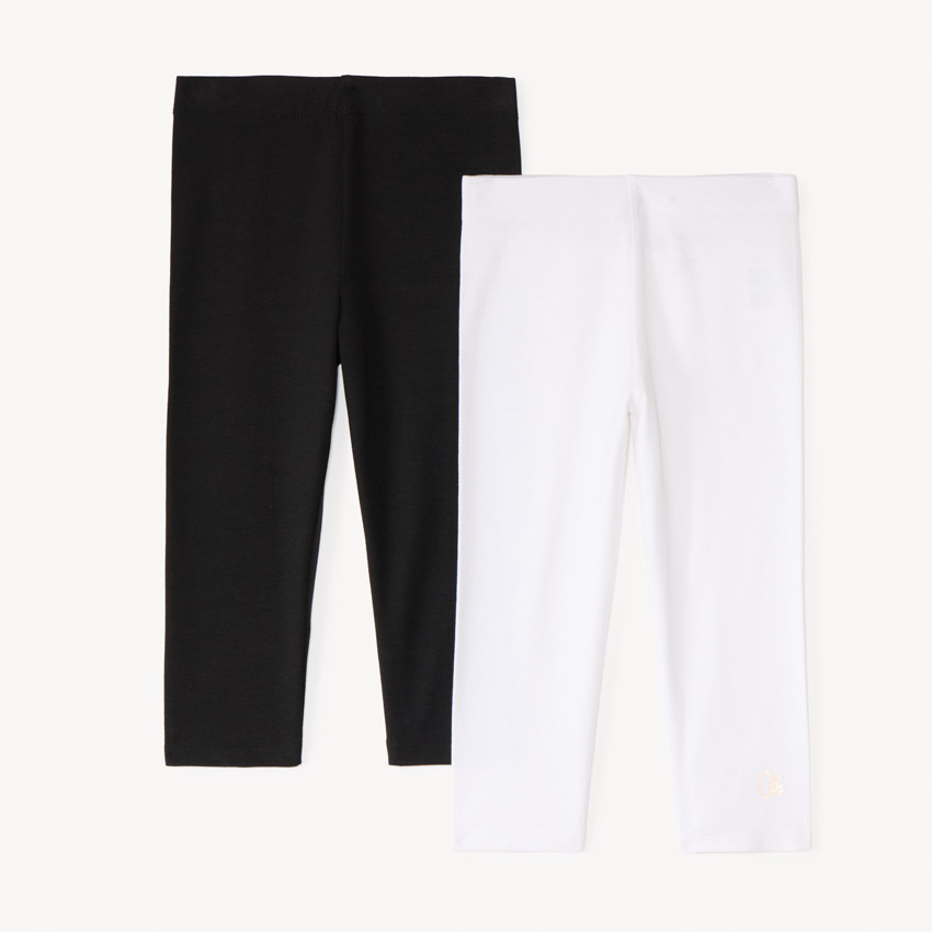 Lot de 2 leggings courts unis print logo pour fille
