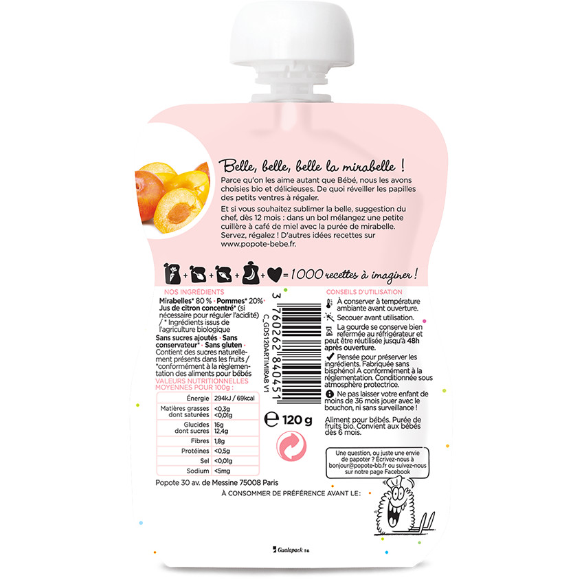 Gourde à la mirabelle bio - 120g 