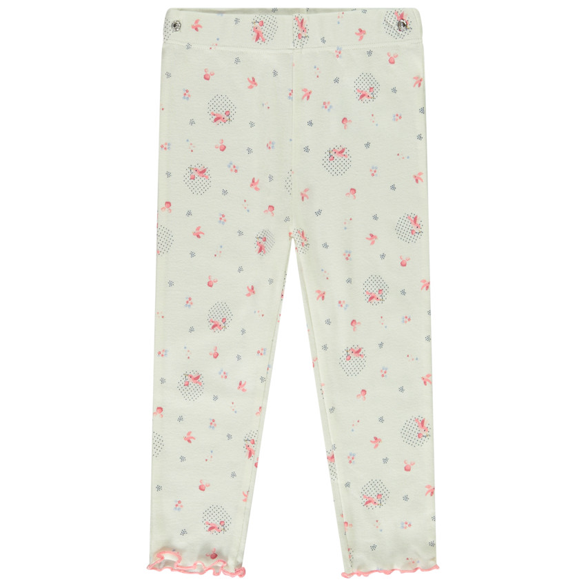 Pyjama 2 pièces effet côtelé et imprimé oiseaux pour bébé fille 
