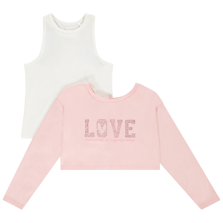 T-shirt 2 en 1 avec print à paillettes pour fille 