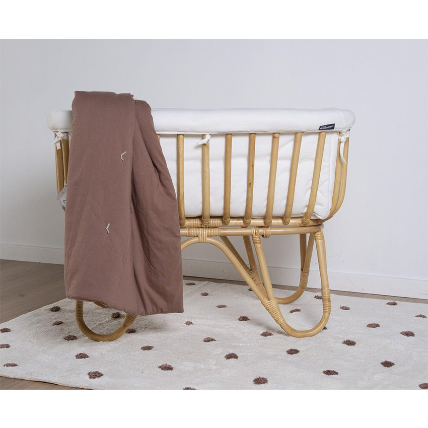 Berceau en rotin 80 x 40 cm + matelas + habillage en jersey - Blanc (Childhome) - Image 1