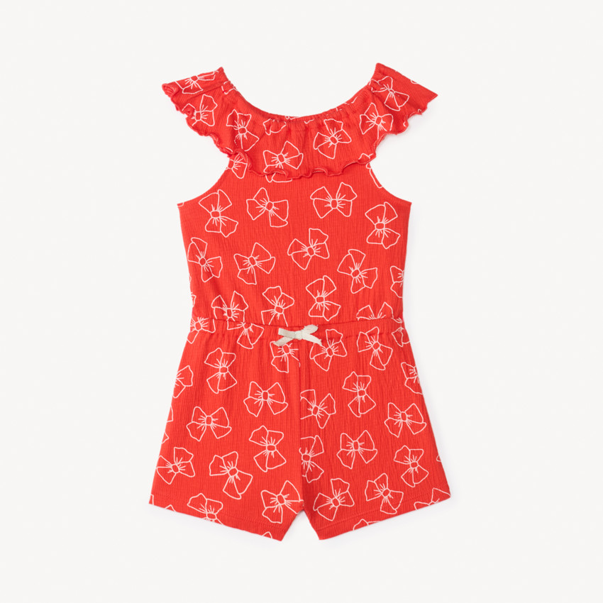 Combishort col bardot imprimé nœuds pour bébé fille