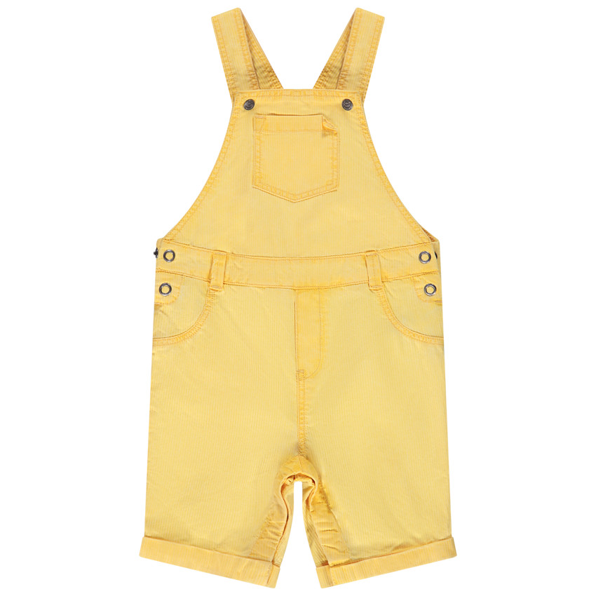 salopette courte unie en toile armurée pour bébé garçon - jaune