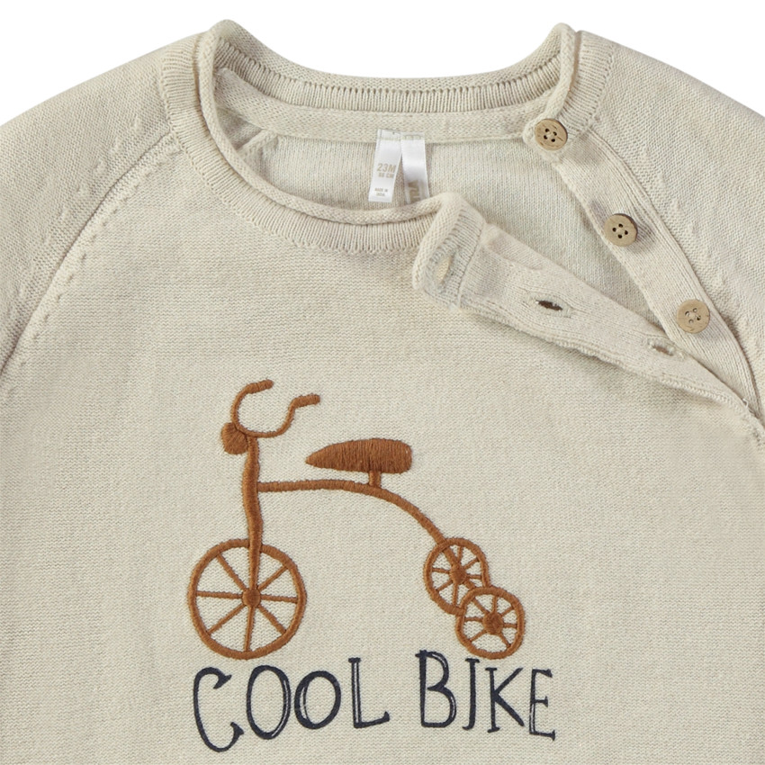 Pull en tricot avec broderie tricycle en relief pour bébé garçon 
