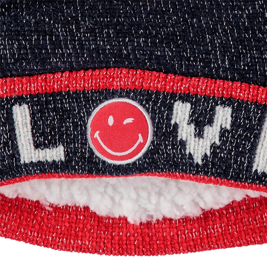 Bonnet en sherpa à pompon SmileyWorld 