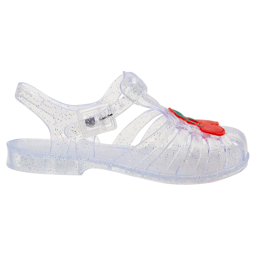 Chaussures de plage transparentes à paillettes avec cerise plastifiée du 24 au 29 