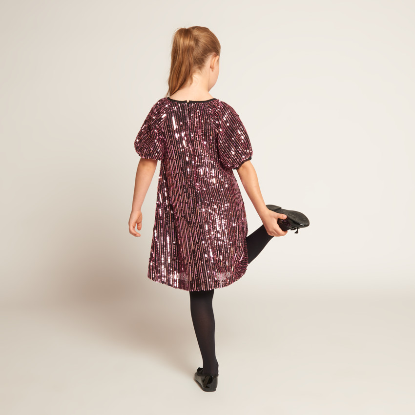 Robe de fête en sequins rose pour fille  