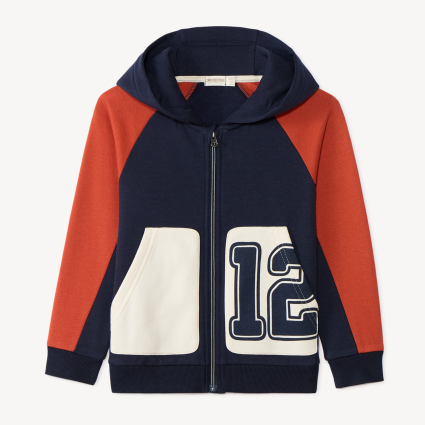 Gilet à capuche à zip et contrasté garçon