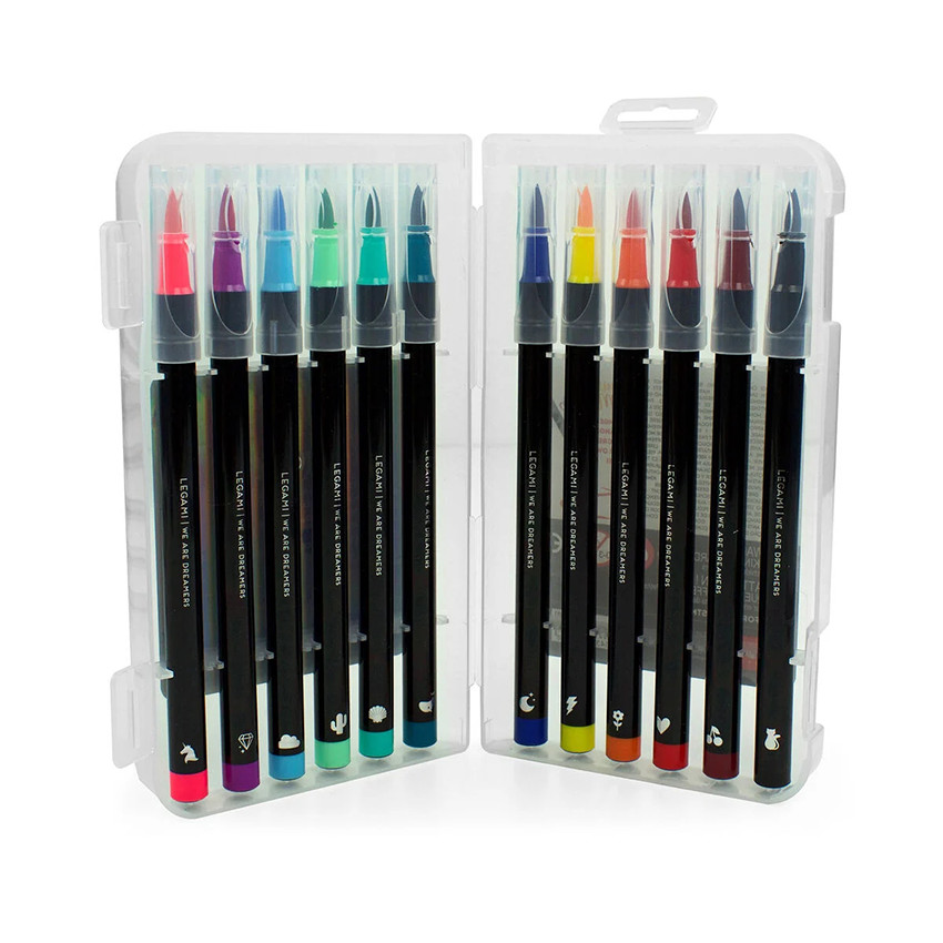 Set de 12 feutres à pointe pinceau souple Brush Markers 