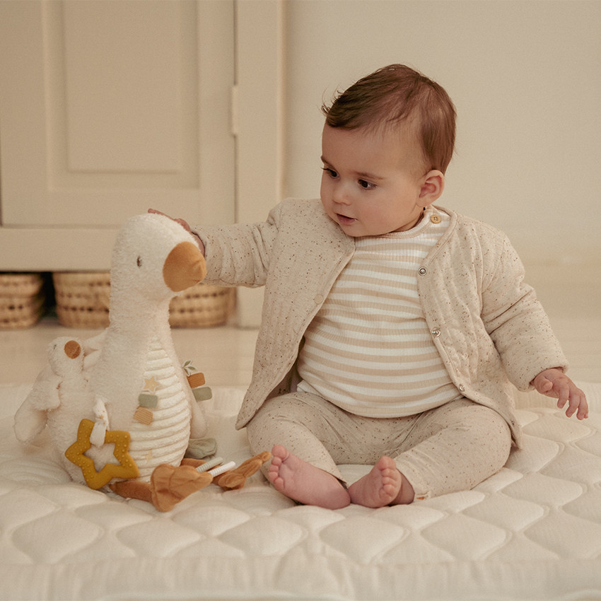 Peluche d'activités oie et petite oie blanc 