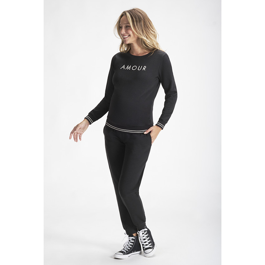 Sweat de grossesse en molleton gratté avec broderie  