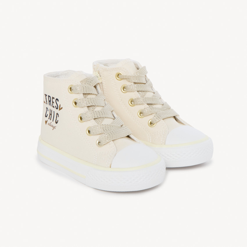 Baskets montantes en toile avec zip pour bébé fille 