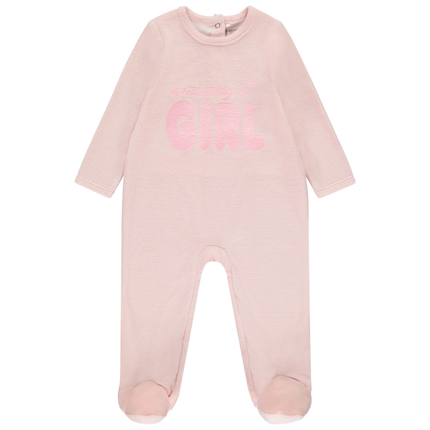 Dors-bien en velours print "Mummy's girl" pour bébé fille 